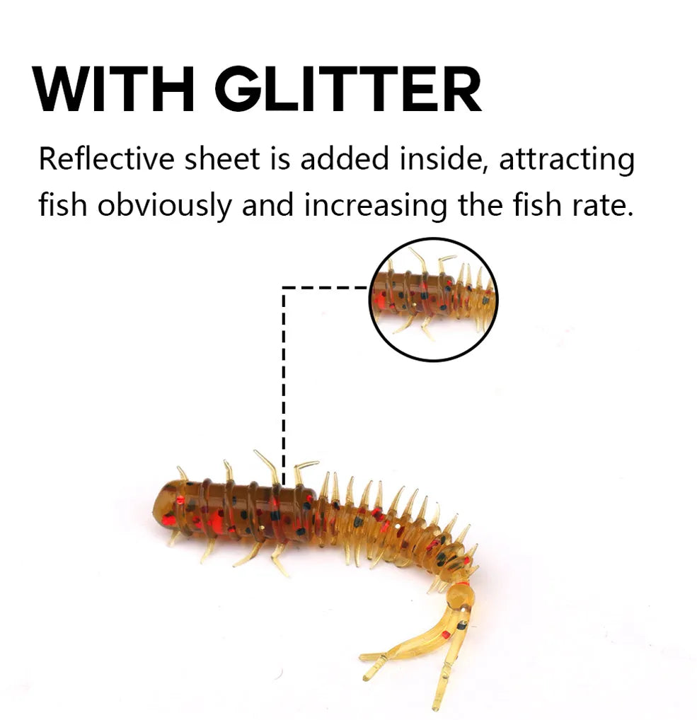 VTAVTA 50pcs Worm Silicone Bait 45mm 0.4g
