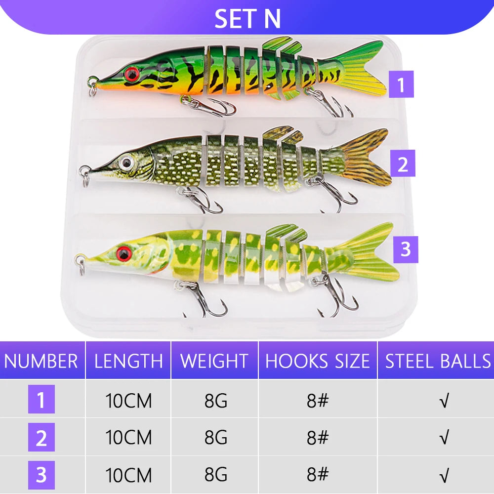 VTAVTA 3pcs Wobbler Fishing Lures Set - Bionic Minnow Kit With Box