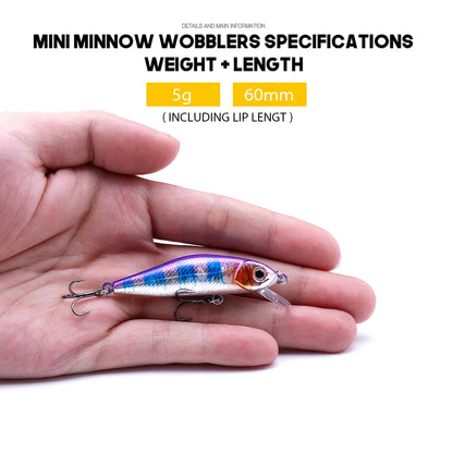 VTAVTA Mini Floating Minnow Wobbler Fishing Lure 6cm 5g