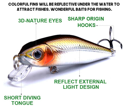 VTAVTA Mini Floating Minnow Wobbler Fishing Lure 6cm 5g