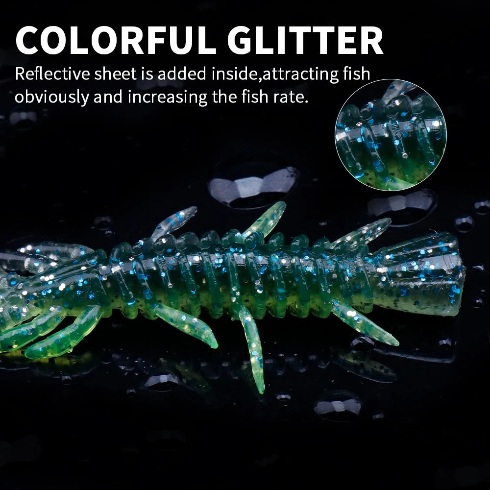 VTAVTA 10pcs 50mm 60mm 70mm Floating Soft Lure Silicone Bait Shrimp