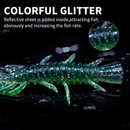 VTAVTA 10pcs 50mm 60mm 70mm Floating Soft Lure Silicone Bait Shrimp