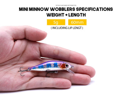VTAVTA Mini Floating Minnow Wobbler Fishing Lure 6cm 5g