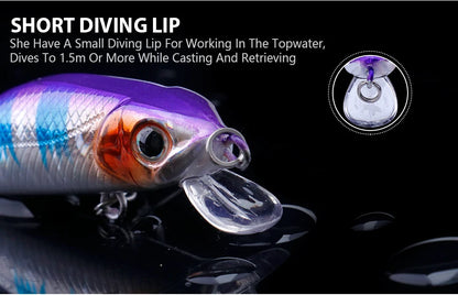 VTAVTA Mini Floating Minnow Wobbler Fishing Lure 6cm 5g