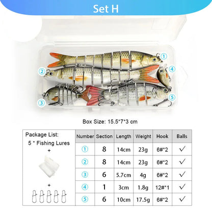 VTAVTA 5pcs Segmented Fishing Lures Set Fishing Box