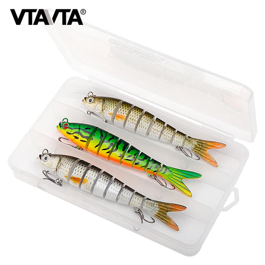 VTAVTA 3pcs Wobbler Fishing Lures Set - Bionic Minnow Kit With Box