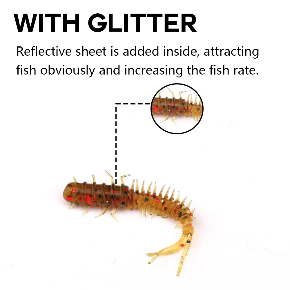 VTAVTA 50pcs Worm Silicone Bait 45mm 0.4g