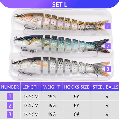 VTAVTA 3pcs Wobbler Fishing Lures Set - Bionic Minnow Kit With Box