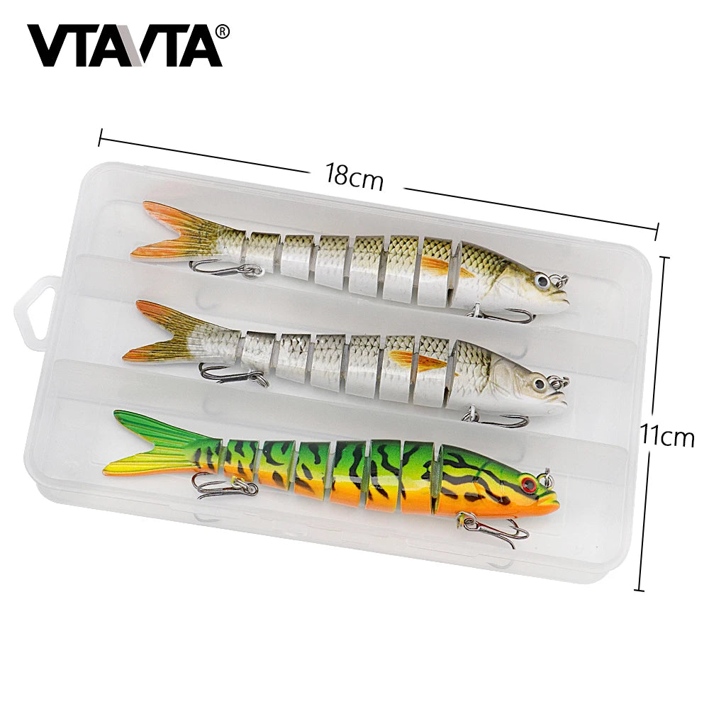 VTAVTA 3pcs Wobbler Fishing Lures Set - Bionic Minnow Kit With Box