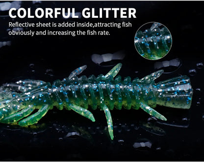VTAVTA 10pcs 50mm 60mm 70mm Floating Soft Lure Silicone Bait Shrimp