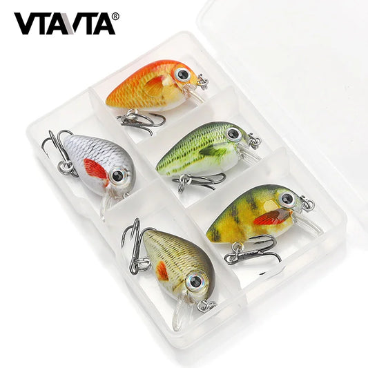 VTAVTA Mini Crank Bait 5pcs Floating Minnow Wobblers