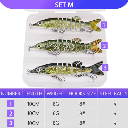 VTAVTA 3pcs Wobbler Fishing Lures Set - Bionic Minnow Kit With Box