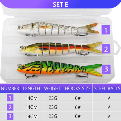 VTAVTA 3pcs Wobbler Fishing Lures Set - Bionic Minnow Kit With Box