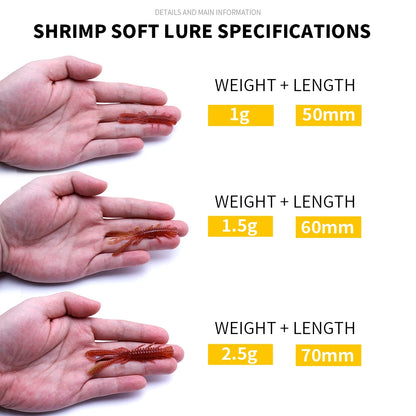 VTAVTA 10pcs 50mm 60mm 70mm Floating Soft Lure Silicone Bait Shrimp