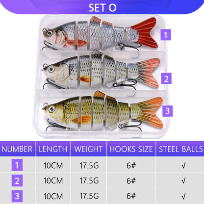 VTAVTA 3pcs Wobbler Fishing Lures Set - Bionic Minnow Kit With Box