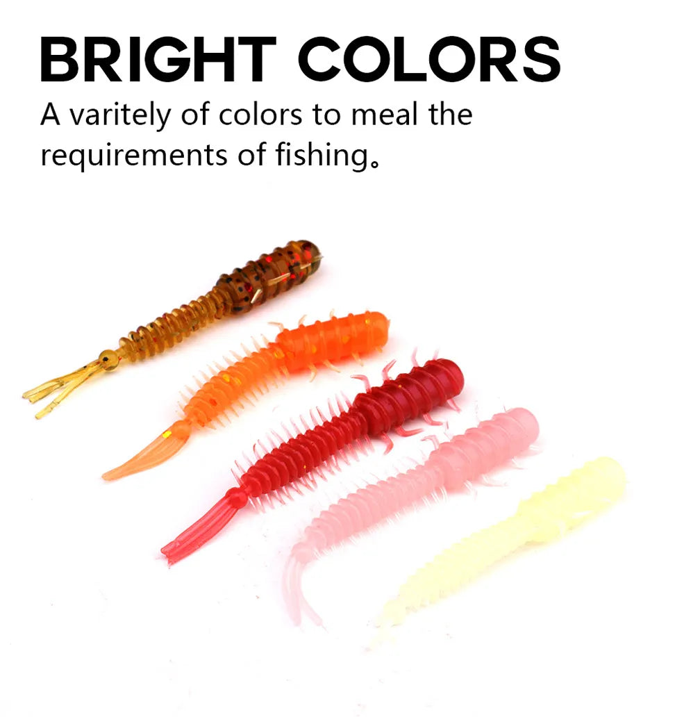 VTAVTA 50pcs Worm Silicone Bait 45mm 0.4g