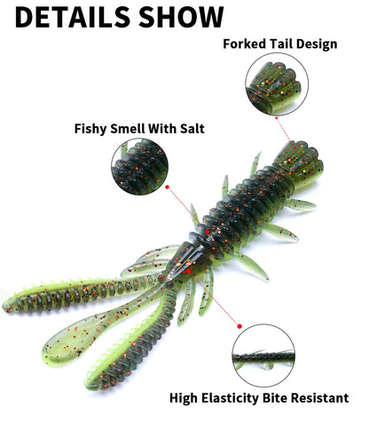 VTAVTA 10pcs 50mm 60mm 70mm Floating Soft Lure Silicone Bait Shrimp