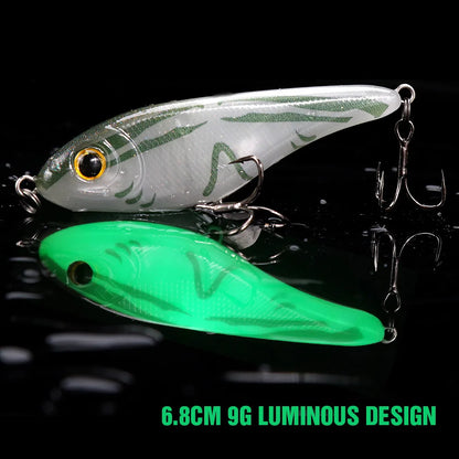 VTAVTA 6.8cm 9g Luminous Sinking Jerkbait Vibrating Rattling Wobblers